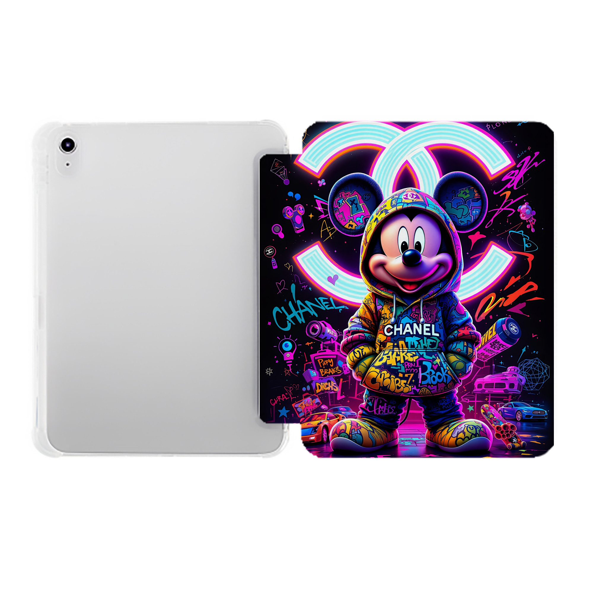（画像用） ミッキーマウス Mickey Mouse IPad ケース ペン収納付き 三つ折りスタンド PUレザー×シリコン 対応機種9.5/10.5/10.9インチ
